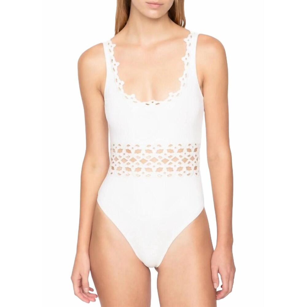 NEW SEA leila eyelet one piece in white